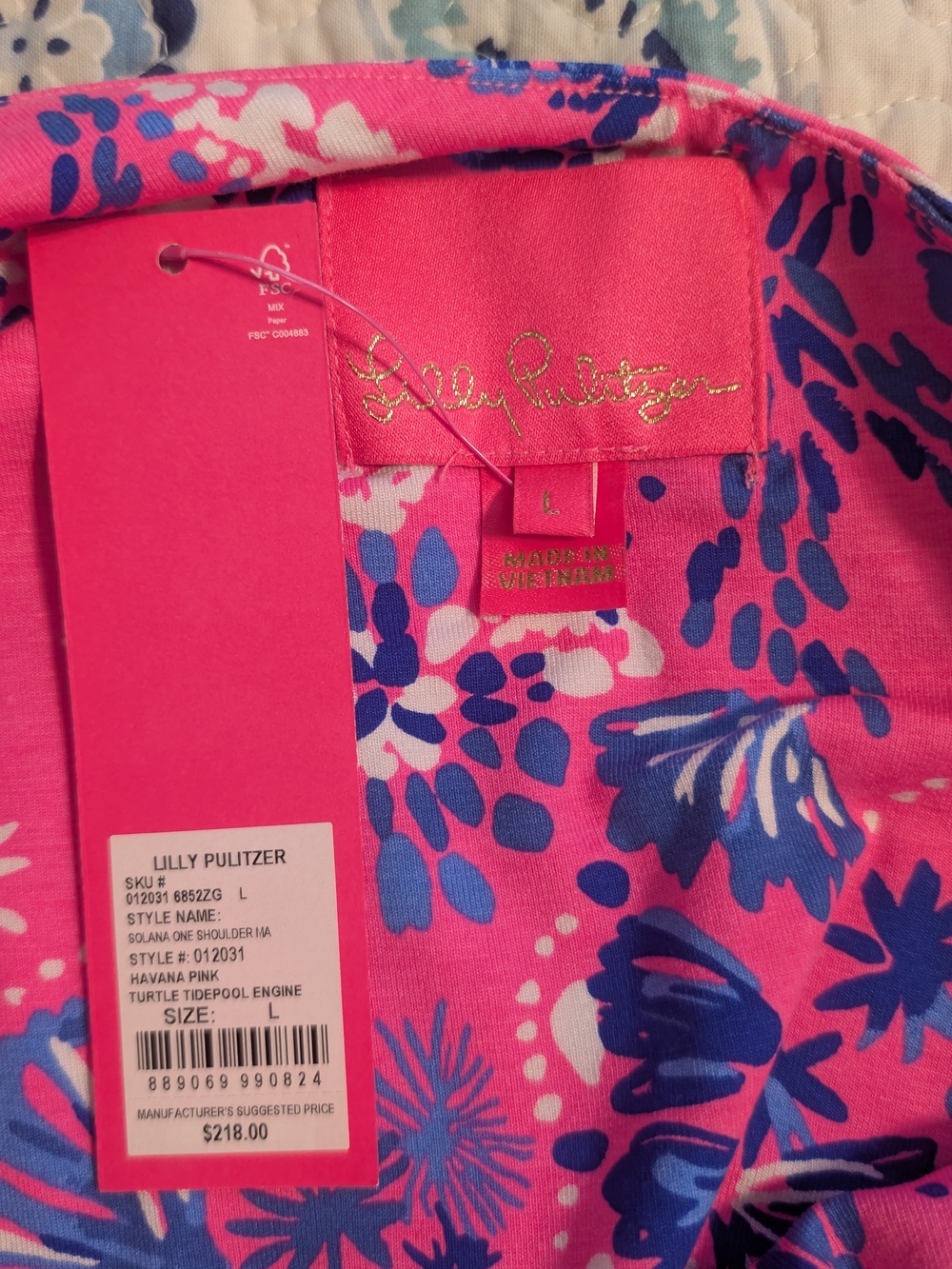 NWT Lilly Pulitzer Pink Dress with Blue Floral/ Nautical Print Size Lrg - Picture 3 of 10